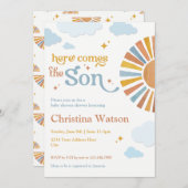 Hier kommt die Einladung von Son - Baby Dusche (Vorne/Hinten)