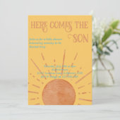 Hier kommt die Einladung zur Baby-Dusche (Stehend Vorderseite)