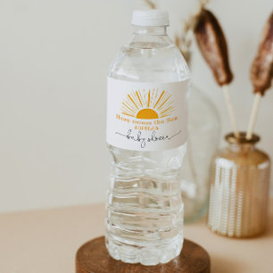 Hier kommt die kleine Babydusche Wasserflaschenetikett