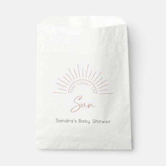 Hier kommt die moderne Babydusche Sun Boho Geschenktütchen (Vorderseite)