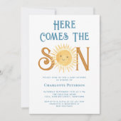 Hier kommt die Niedliche Son-Babydusche Einladung (Vorderseite)