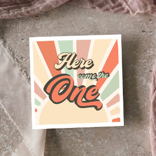 Hier kommt die One Retro Rainbow Birthday Party Serviette