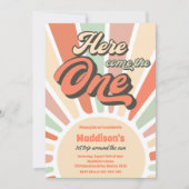 Hier kommt die One Sunshine 1. Geburtstag Einladung (Vorderseite)