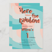 Hier kommt die Regenbogenfarbe Abstrakt 1. Geburts Einladung (Vorne/Hinten)