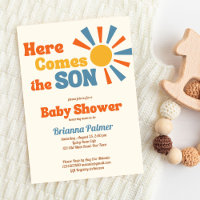 Hier kommt die Sohn Groovy Retro Babydusche