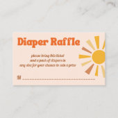 Hier kommt die Söhne-Groovy Retro-Windelraffle Begleitkarte (Vorderseite)