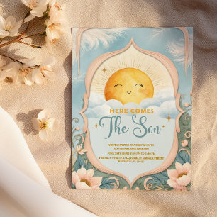 Hier kommt die Son Baby Boy Baby Dusche Einladung