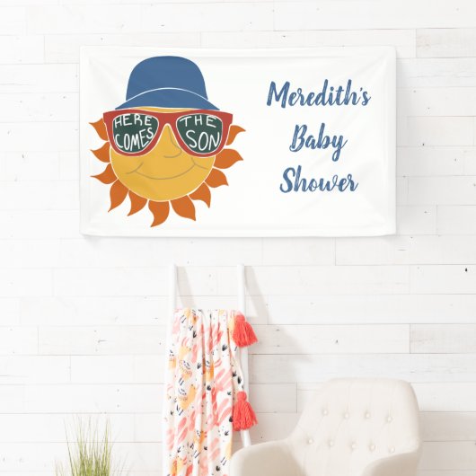 Hier kommt die Son Baby Boy Dusche Banner (Insitu)
