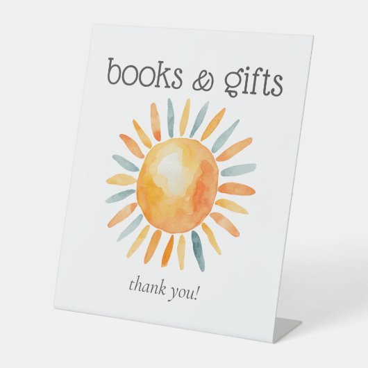 Hier kommt die Son Baby Boy Dusche Bücher und Gesc Sockelschild (Vorderseite)