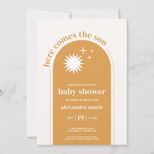 Hier kommt die Son Baby Boy Dusche Einladung (Vorderseite)