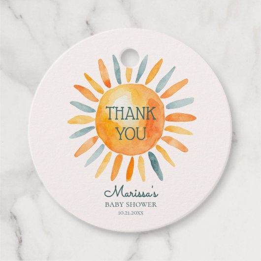 Hier kommt die Son Baby Boy Dusche Geschenkanhänger (Vorderseite)