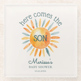 Hier kommt die Son Baby Boy Dusche Glasuntersetzer