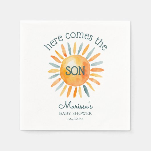 Hier kommt die Son Baby Boy Dusche Serviette (Vorderseite)