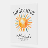 Hier kommt die Son Baby Boy Dusche Willkommen Acrylschild (Winkel)