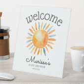 Hier kommt die Son Baby Boy Dusche Willkommen Sockelschild (In Situ)