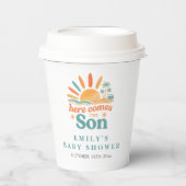 Hier kommt die Son Baby Boy Sommerdusche Pappbecher (Vorderseite)