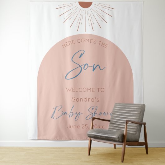 Hier kommt die Son Baby Dusche Boho Wandteppich (Beispiel)