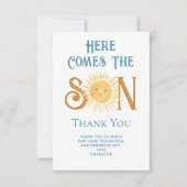 Hier kommt die Son Baby-Dusche dank Karte (Vorderseite)