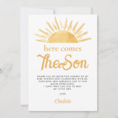 Hier kommt die Son Baby Dusche Danke (Vorderseite)