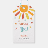 Hier kommt die Son Baby Dusche Danke Custom Geschenkanhänger (Vorderseite)