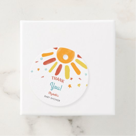 Hier kommt die Son Baby Dusche Danke Custom Geschenkanhänger (Beispiel)