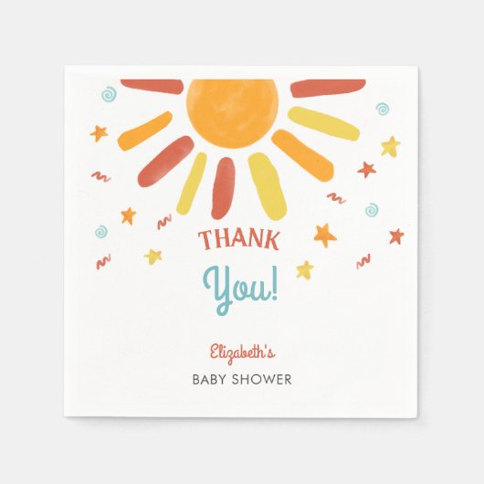 Hier kommt die Son Baby Dusche Danke Custom Serviette (Vorderseite)