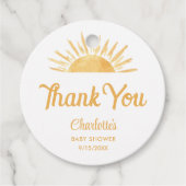 Hier kommt die Son Baby Dusche Danke Geschenkanhänger (Vorderseite)