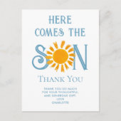 Hier kommt die Son Baby Dusche Danke Postkarte (Vorderseite)