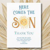 Hier kommt die Son Baby Dusche Danke Postkarte