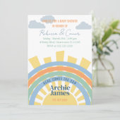 Hier kommt die Son Baby Dusche Einladung (Stehend Vorderseite)