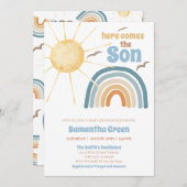 Hier kommt die Son Baby Dusche Einladung (Vorne/Hinten)