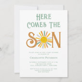 Hier kommt die Son Baby Dusche Einladung (Vorderseite)