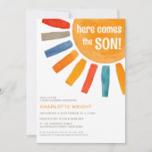 Hier kommt die Son Baby Dusche Einladung (Vorderseite)