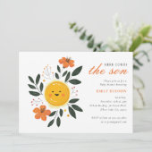 Hier kommt die Son Baby Dusche Einladung (Stehend Vorderseite)