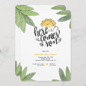 Hier kommt die Son Baby Dusche Einladung (Vorne/Hinten)