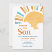Hier kommt die Son Baby Dusche Einladung (Vorderseite)