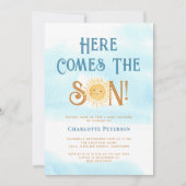 Hier kommt die Son Baby Dusche Einladung (Vorderseite)