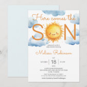 Hier kommt die Son Baby Dusche Einladung (Vorne/Hinten)