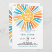 Hier kommt die Son Baby Dusche Einladung (Vorne/Hinten)