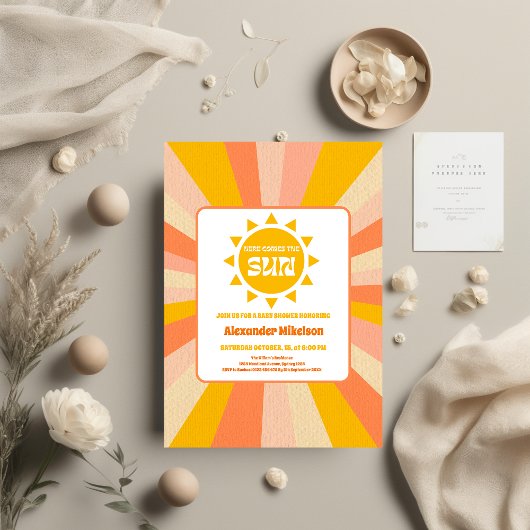 Hier kommt die Son Baby Dusche Einladung