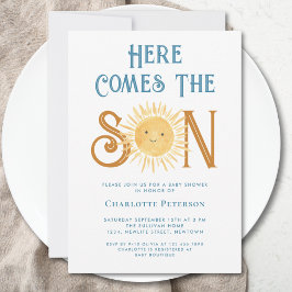 Hier kommt die Son Baby Dusche Einladung