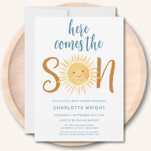Hier kommt die Son Baby Dusche Einladung