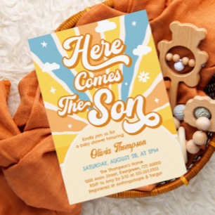 Hier kommt die Son Baby Dusche Einladung