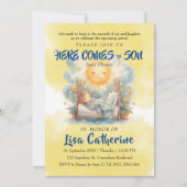 Hier kommt die Son Baby Dusche Einladung (Vorderseite)