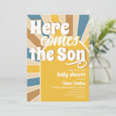 Hier kommt die Son Baby Dusche Einladung (Stehend Vorderseite)