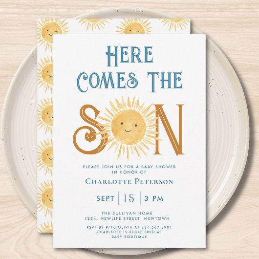Hier kommt die Son Baby Dusche I Einladung