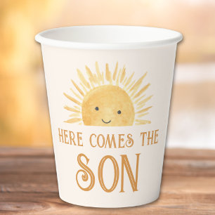 Hier kommt die Son Baby Dusche Pappbecher