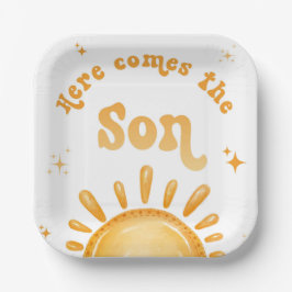 Hier kommt die Son Baby Dusche Pappteller