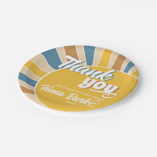 Hier kommt die Son Baby Dusche Pappteller (Schrägansicht)