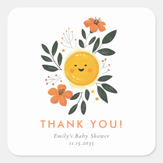 Hier kommt die Son Baby Dusche Quadratischer Aufkleber (Vorderseite)